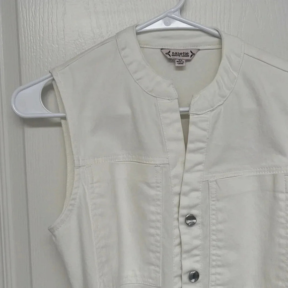 Nanette  Lepore Denim Short Sleeve Button Up Midi Dress | Size XS White - Picture 3 of 6